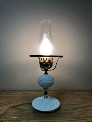 Vintage Milk Glass Hobnail Table Lamp - No Shade