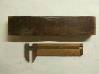 Vintage Stanley No.  136 Inside Ruler and Small Wood Level Pocket Size 2