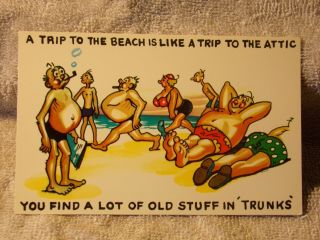 Vintage Comic Postcard A Trip To The Beach Is Like A Trip To The Attic