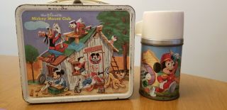 Vintage 1963 Disney Mickey Mouse Club Metal Thermos & Lunchbox