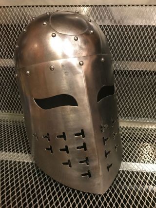 Medieval Style Helmet Armor Heavy Solid Metal Knight Crusader Costume