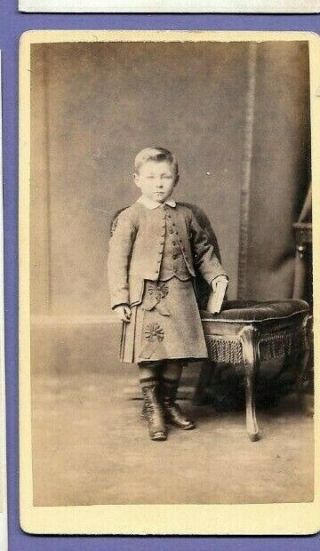 Child With Kilt Vintage Old Cdv Photo Clarke Of Thirsk Yorkshire Ma