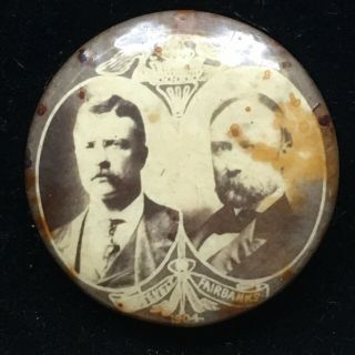 1904 Teddy Roosevelt / Fairbanks - Presidential Campaign Political Pin - 23 Mm