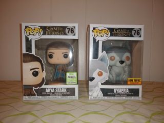 Funko Pop Game Of Thrones Arya Stark Eccc Shared Exclusive 76 And Nymeria 76