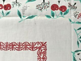 Vintage Cotton Tablecloth Old - Fashioned Kitchen With,  Apples,  Cherries Raspberry 4