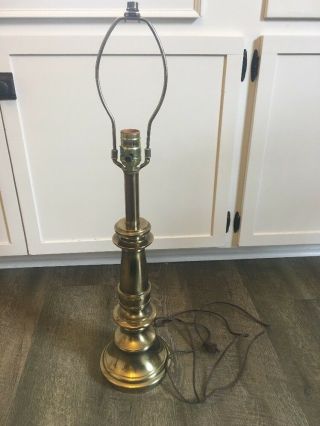 Vtg Stiffel Classic Tall Brass Table Lamp Candlestick 3 Way Socket Mid Century