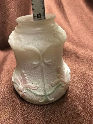 Vintage Reverse Painted Frosted Glass Oil Pink Green Light Shade Fixture Fitter 5