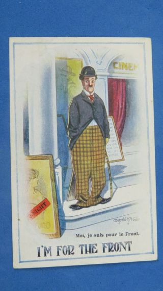 Ww1 Donald Mcgill Military Comic Postcard Charlie Chaplin Cinema Posted To Nz