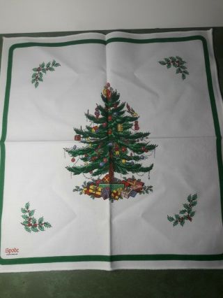 Spode Vintage Cloth Linen Napkin Christmas Tree 16 " Set Of 5