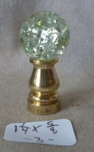 Lamp Finial 5/8 " Crackle Glass Ball Br.  Base 1 1/4 " H (priced Per Each) B