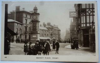 Market Place Rugby Early Real Photo Postcard