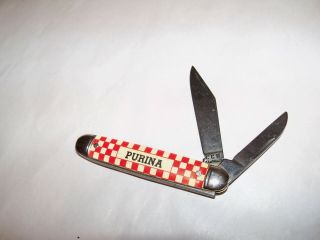 Ccc Canton Cutlery Co.  Canton Ohio Purina Checkerboard Pocket Knife 2 Blade