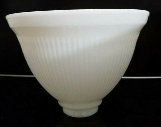 Stiffel 8 " White Milk Glass Ribbed Torchiere Diffuser Student Lamp Shade Signed