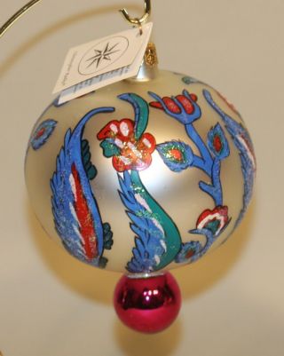 1996 Christopher Radko Glass Christmas Ornament Oriental Porcelain Ball 96 - 214 - 0