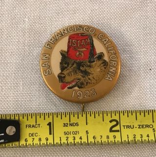 1923 Panama - Pacific Exposition California Shriners Souvenir Celluloid Pin Button