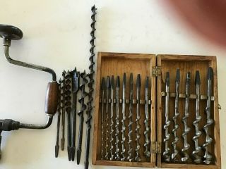 Vintage Set Of 13 James Swan Co.  Auger Drill Bits With Decals