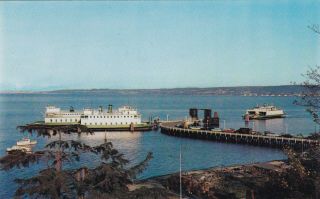 Columbia Beach Ferry Landing Ferry From Mukiteo Washington Postcard 1950 