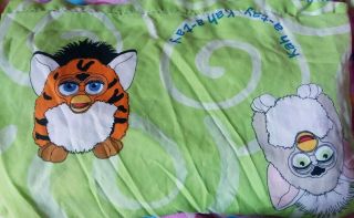 Rare Htf Vintage Furby Bed Twin Size Flat Sheet 90s Made In Usa Cute