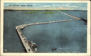 Rickenbacker Causeway Miami Florida Fl Aerial View Mailed 1926