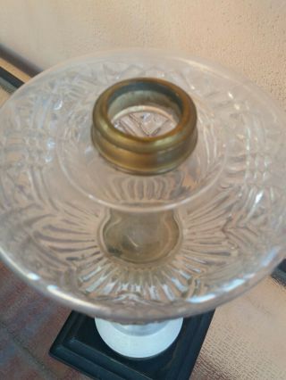 Antique oil lamp,  hand painted porcelain metal base glass font 4