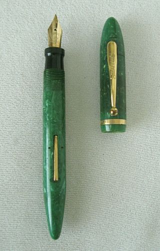 Sheaffer J5 - 30TC Fountain Pen / Jade Green Radite / 14kt nib / 1930s 2