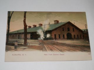 Auburn Ny - Rare Old Postcard - York Central Railroad Depot - Train Station