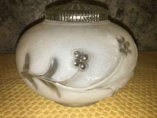 Vintage Ceiling Light Frosted Clear Glass Globe Shade Mcm Floral Star 3 " Fitter