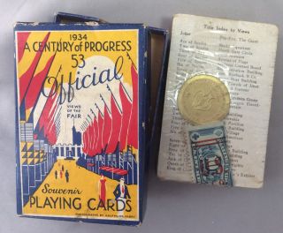 1934 CENTURY of PROGRESS Worlds Fair PLAYING CARDS Tax Stamp Vintage 4