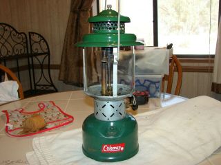 Vintage Coleman 220e Dual Mantle Green Lantern 04/61 Made In Usa 1961