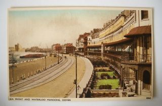 Vint.  Color " Solograph " P/c Of England - Sea Front And Waterloo Mansions,  Dover