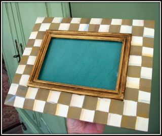 $105 Nib Htf Retired Mackenzie Childs Parchment Check Picture Frame 4x6