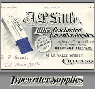 A.  P.  Little Typewriter Ribbon Supplies Chicago Ny Carbon Paper Adv Business Card