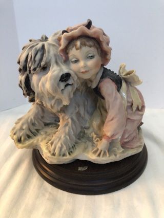 World Girl With Dog Magnificent Figurine Ceramic Statue G.  Armani Gulliver 