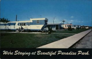 Chicago Heights,  Il Paradise Park Cook County Illinois Camper/rv Chrome Postcard