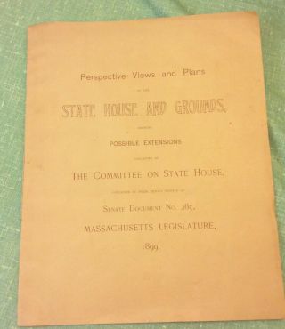 1899 Perspective Views And Plans Of The State House And Grounds Massachusetts