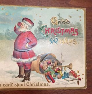 Early 1900’s Christmas Postcard W/Santa—Clapsaddle Design—Sent 3