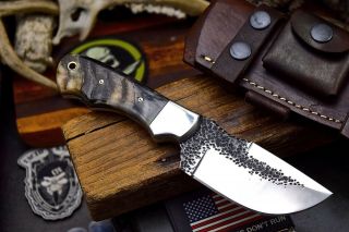 Cfk Handmade Hammered 1095 Custom Sheep Horn Hunting Skinning Edc Blade Knife
