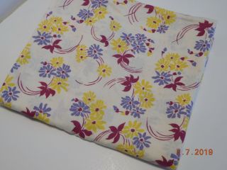 Vintage Open Feedsack Feedbag Quilt Fabric Blue Yellow Maroon Flowers