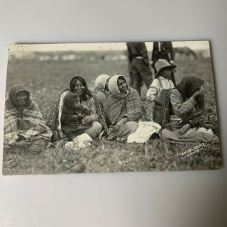 Antique Rppc Real Photo Postcard Azo Blanket Wrapped Indian Or Mexican Women