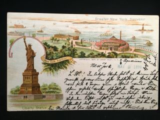 Antique Postcard,  C1898,  York,  Ny. ,  From S.  S.  Kaiser Ship,  Harbor Scene