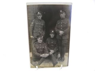 Antique Real Photograph Military Postcard Ww1 Soldiers Group Portrait 4