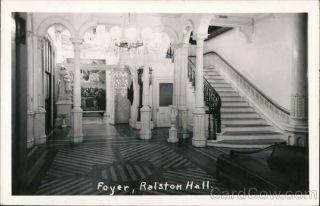 Rppc Belmont,  Ca Foyer,  Ralston Hall San Mateo County California Postcard Vintage