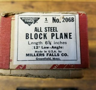 Vintage MILLERS FALLS No.  206B Low Angle Block Plane w/ Box • Antique Tools ☆USA 4