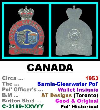 Wallet Badge • Canada - On • Sarnia - Clearwater Pol 