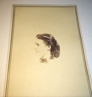 Antique Victorian American Civil War Beauty Profile Silhouette Nh Cdv Photo 1864
