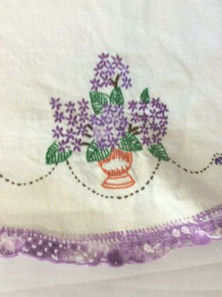 Vintage Linen Embroidered Dresser Scarf/Table Runner/Doilies/Basket/Flowers Set 3