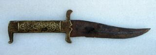 Antique Old Rare Collectible Hand Carved Shape Brass Hilt Safety Knife