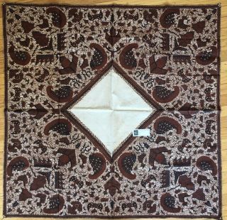 Vtg Indonesia Batik Cotton Fabric Tablecloth Wall Hanging Textile Hippy Boho 70s