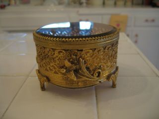 Vintage Gold Ormolu Jewelry Casket Box With Birds Matson Stylebuilt