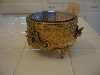 Vintage Gold Ormolu Jewelry Casket Box With Birds Matson Stylebuilt 4